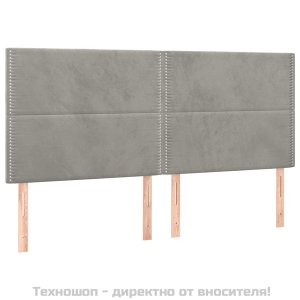 Табла за легло, светло сива, 200x5x118/128 см, кадифе