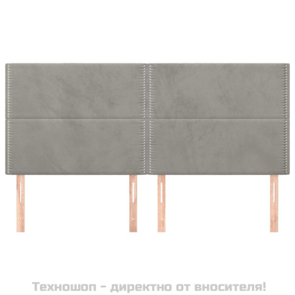 Табла за легло, светло сива, 200x5x118/128 см, кадифе