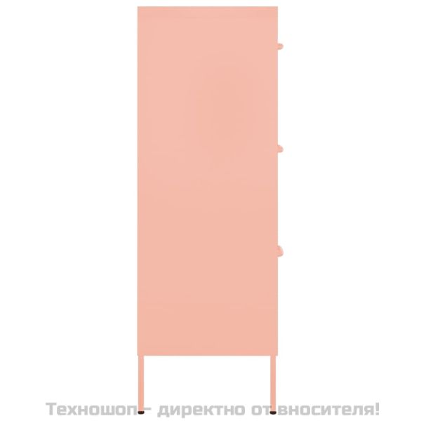 Шкаф с чекмеджета, розов, 80х35х101,5 см, стомана