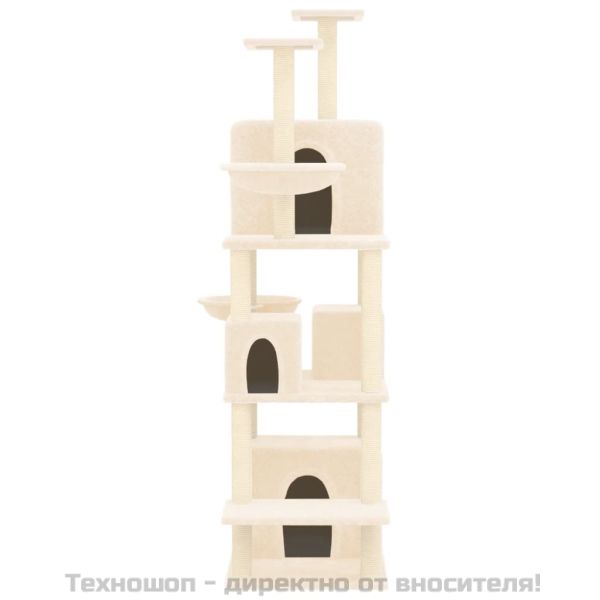 Котешко дърво със сизалени стълбове, кремаво, 180 см
