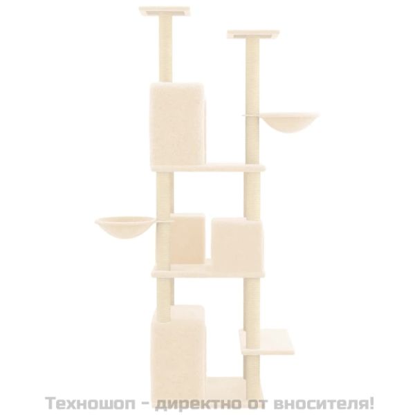 Котешко дърво със сизалени стълбове, кремаво, 180 см