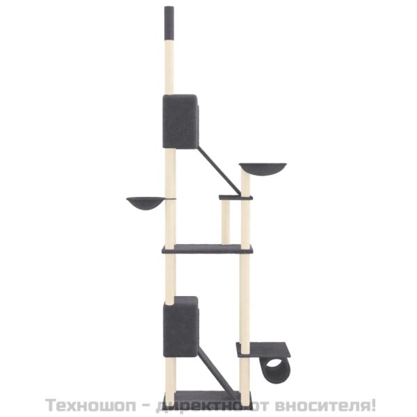Котешко дърво тип "от пода до тавана", тъмносиво, 277-303 см