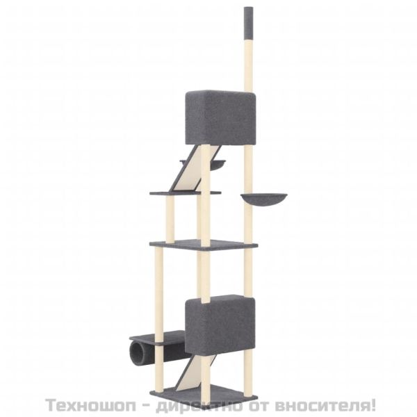 Котешко дърво тип "от пода до тавана", тъмносиво, 277-303 см