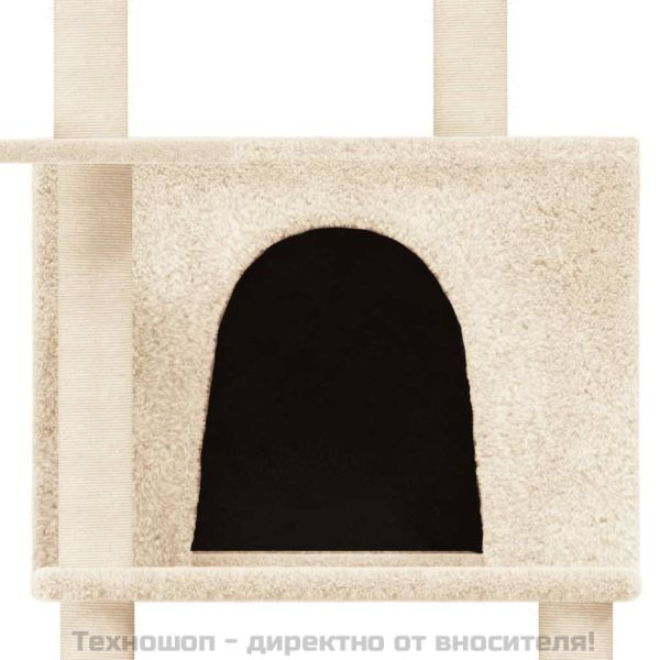 Котешко дърво със сизалени стълбове, кремаво, 166 см