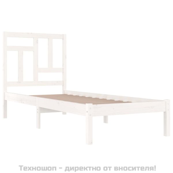 Рамка за легло без матрак, бял, 90x200 см, бор масив