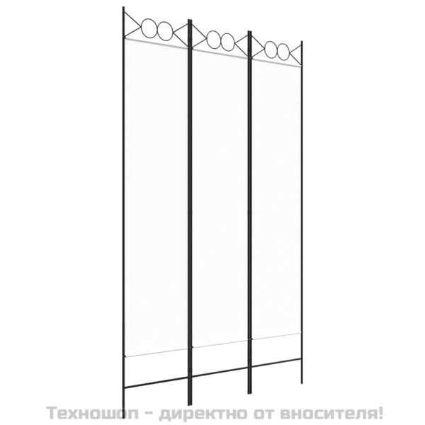 Параван за стая, 3 панела, бял, 120x200 см, текстил