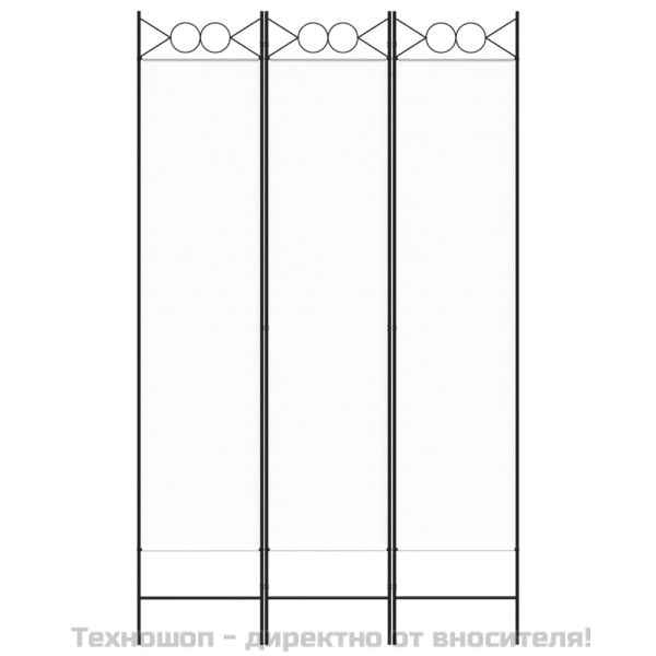 Параван за стая, 3 панела, бял, 120x200 см, текстил