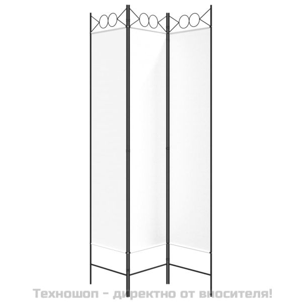 Параван за стая, 3 панела, бял, 120x200 см, текстил