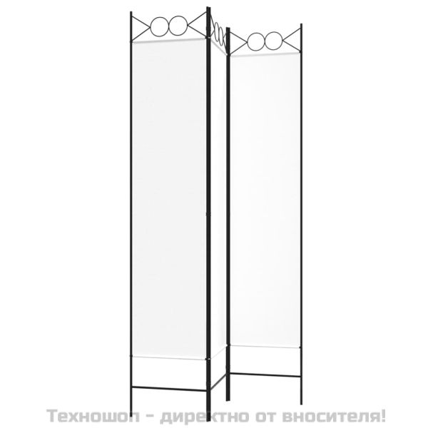 Параван за стая, 3 панела, бял, 120x200 см, текстил