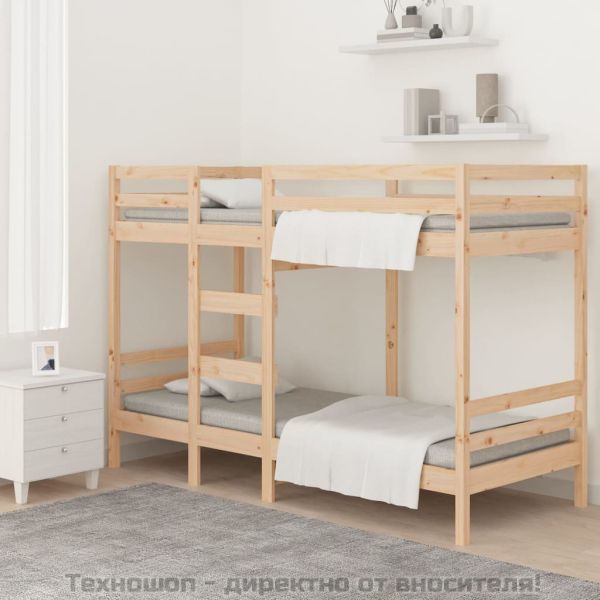 Двуетажно легло без матрак 90x200 cm масивна дървесина бор