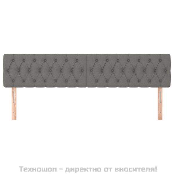 Горни табли за легло, 2 бр, тъмносива, 100x7x78/88 см, плат