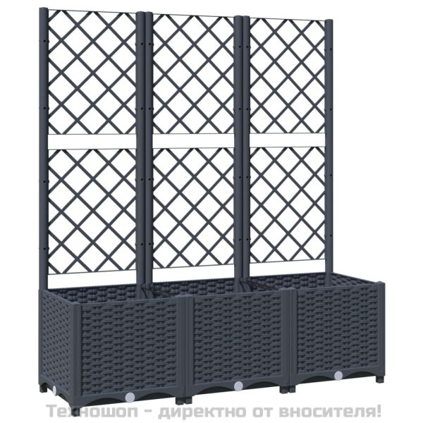 Градински сандък с пергола, синьо сив, 120x40x136 см, PP