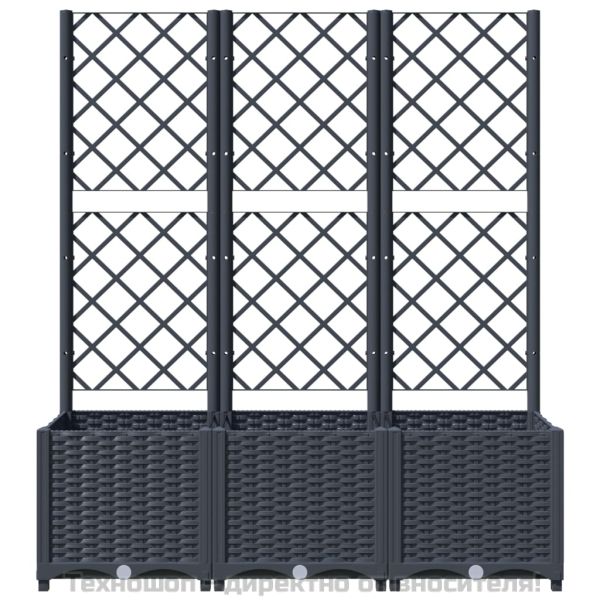 Градински сандък с пергола, синьо сив, 120x40x136 см, PP