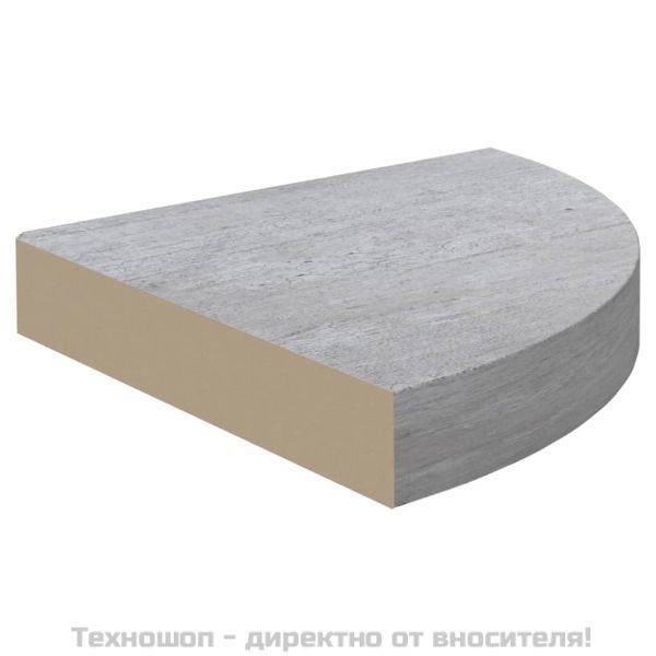 Стенни ъглови рафтове, 4 бр, бетонно сиво, 25x25x3,8 см, МДФ