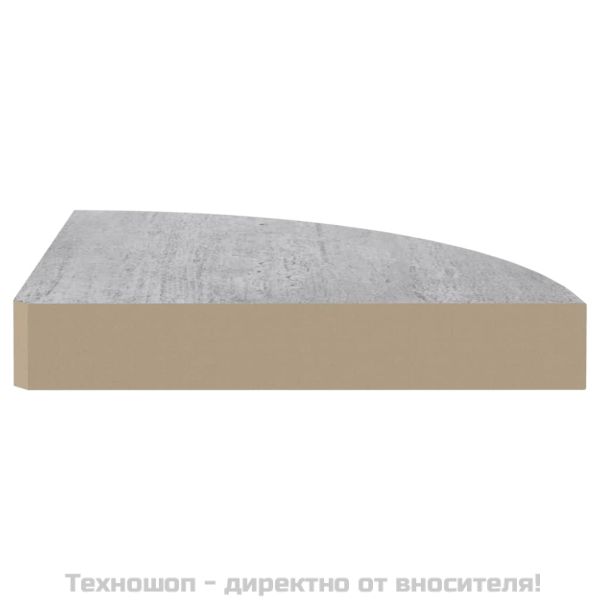 Стенни ъглови рафтове, 4 бр, бетонно сиво, 25x25x3,8 см, МДФ