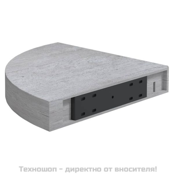 Стенни ъглови рафтове, 4 бр, бетонно сиво, 25x25x3,8 см, МДФ