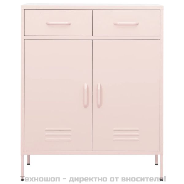 Шкаф за съхранение, розов, 80х35х101,5 см, стомана