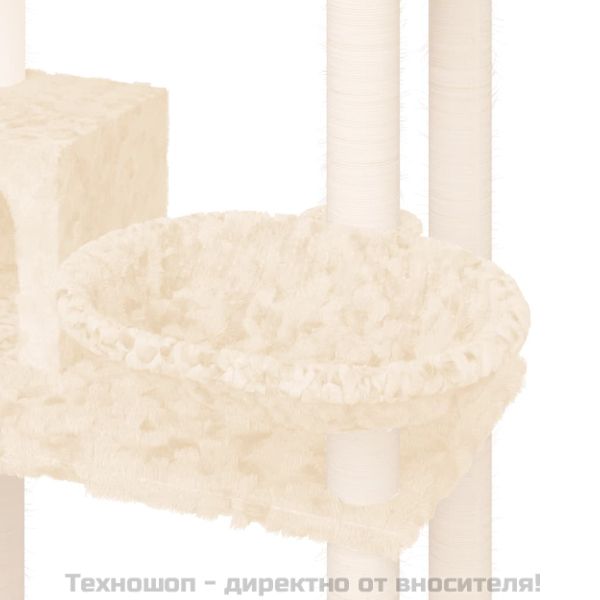 Котешко дърво със сизалени стълбове, кремаво, 131 см