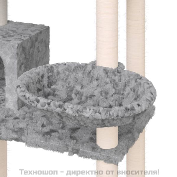 Котешко дърво със сизалени стълбове, светлосиво, 131 см
