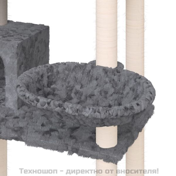 Котешко дърво със сизалени стълбове, тъмносиво, 131 см