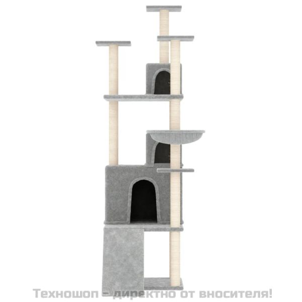 Котешко дърво със сизалени стълбове, светлосиво, 175 см