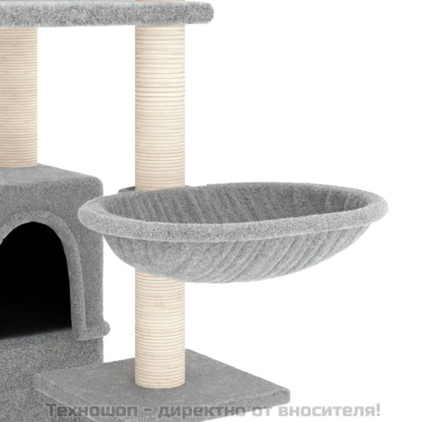 Котешко дърво със сизалени стълбове, светлосиво, 175 см