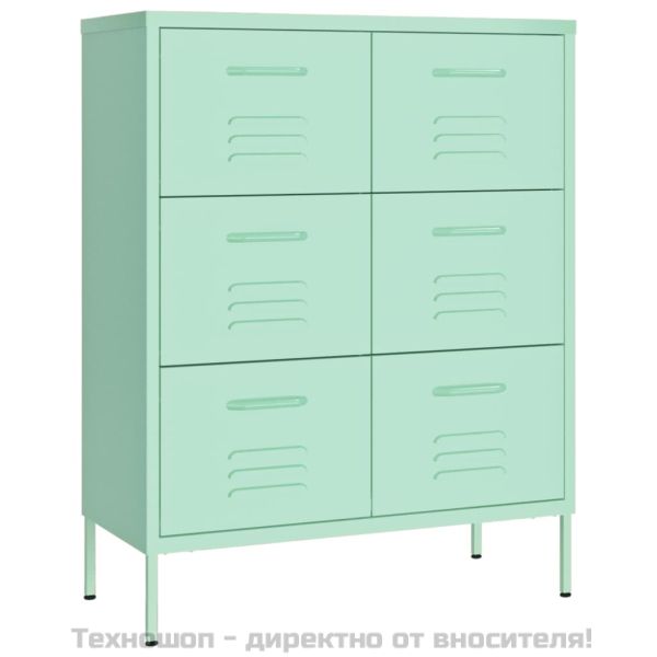 Шкаф с чекмеджета, ментово зелено, 80х35х101,5 см, стомана