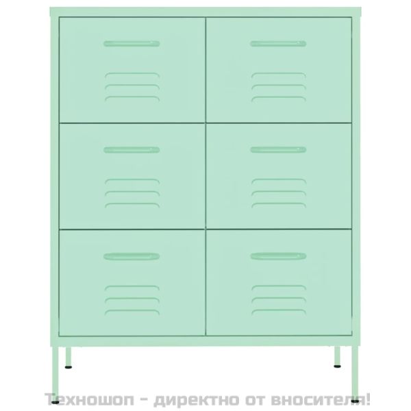 Шкаф с чекмеджета, ментово зелено, 80х35х101,5 см, стомана