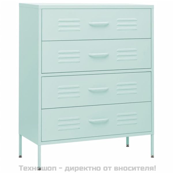 Шкаф с чекмеджета, мента, 80х35х101,5 см, стомана