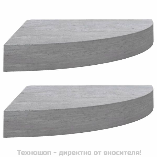Стенни ъглови рафтове, 2 бр, бетонно сиво, 25x25x3,8 см, МДФ