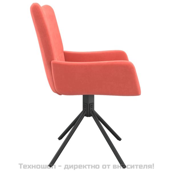 Въртящи трапезни столове, 2 бр, розови, кадифе