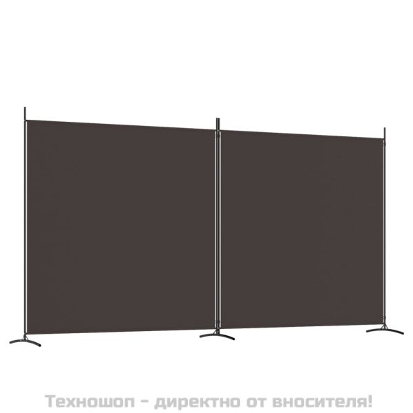 Параван за стая, 2 панела, кафяв, 348x180 см, плат