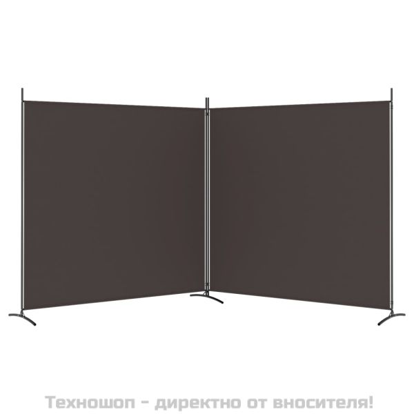 Параван за стая, 2 панела, кафяв, 348x180 см, плат
