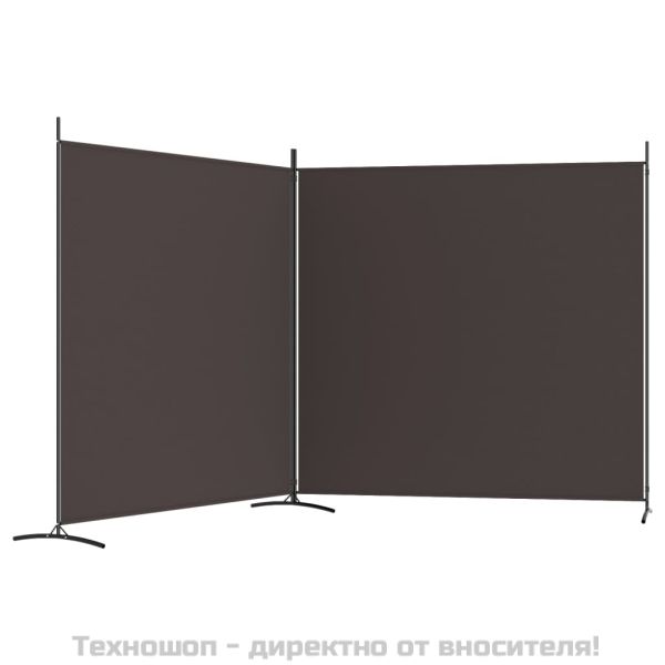 Параван за стая, 2 панела, кафяв, 348x180 см, плат