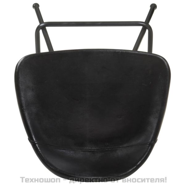 Бар табуретки, 4 бр, черни, естествена кожа