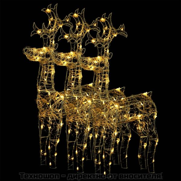 Коледна украса северни елени, 3 бр, 60x16x100 см, акрил