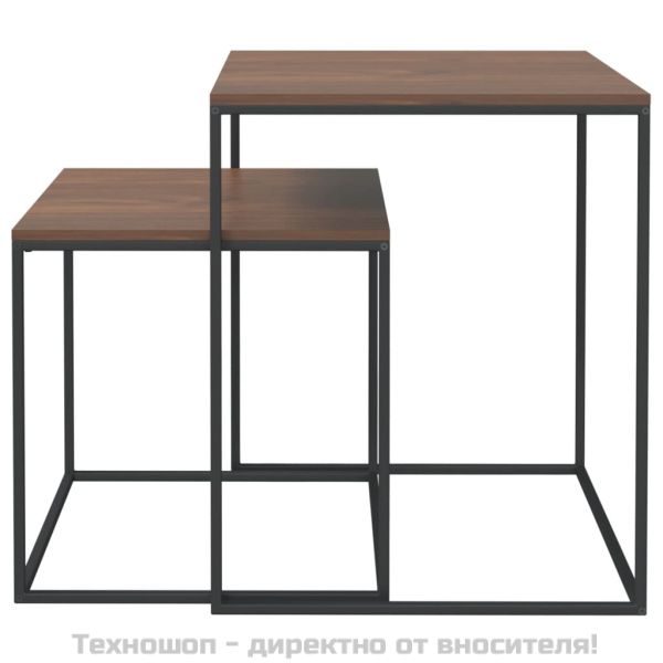 Комплект маси за кафе, 2 бр, инженерно дърво и метал