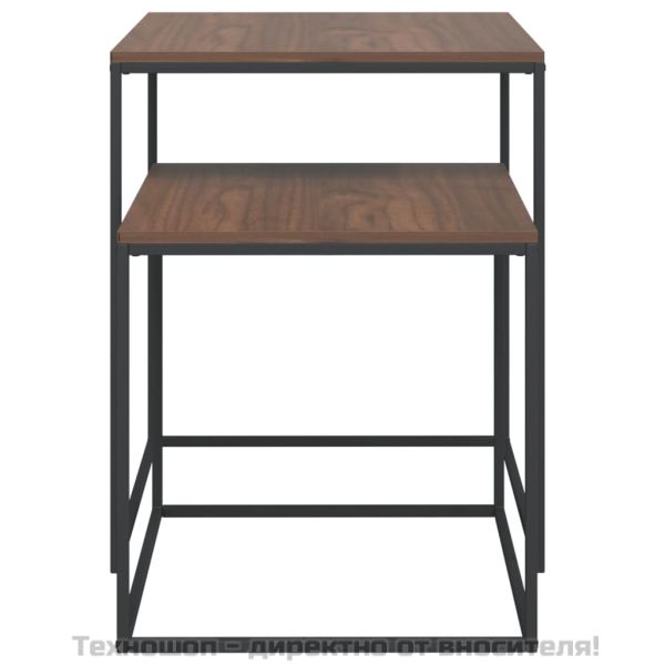 Комплект маси за кафе, 2 бр, инженерно дърво и метал