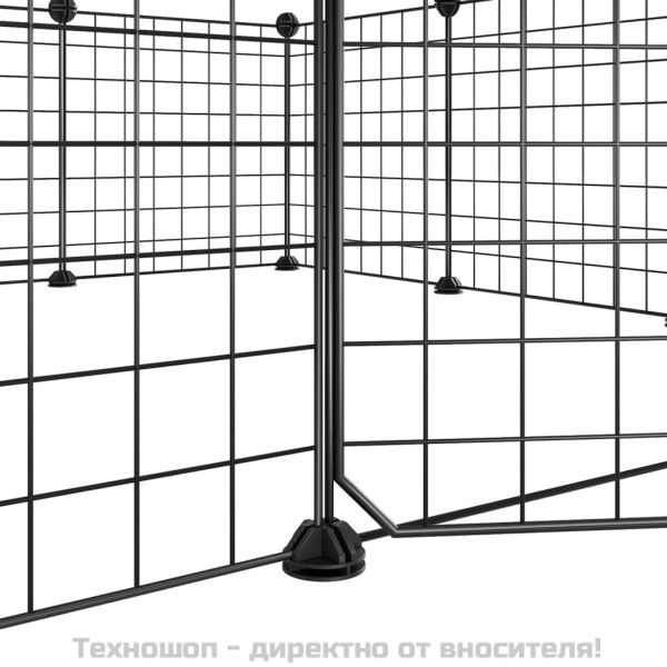 Клетка за домашни любимци с 12 панела и врата, черна, 35x35 см, стомана