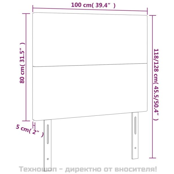 Табла за легло, розова, 100x5x118/128 см, кадифе