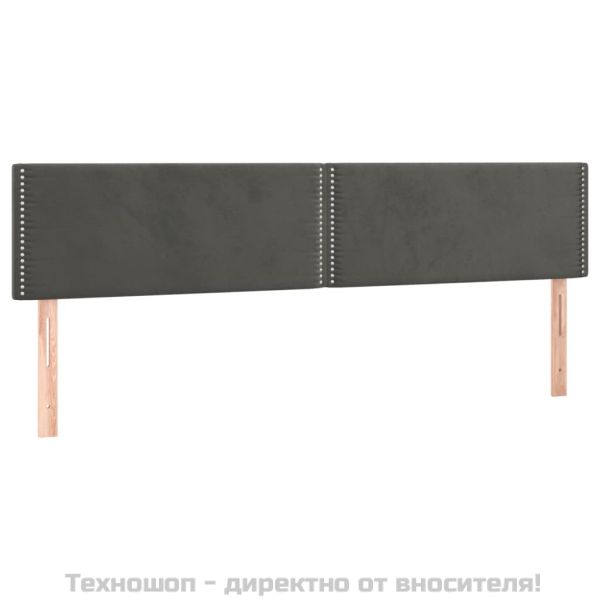 Горни табли за легло, 2 бр, тъмносиви, 100x5x78/88 см, кадифе