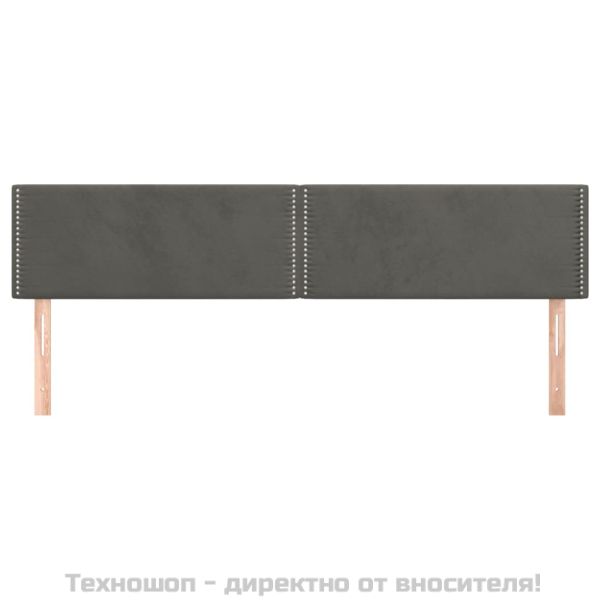 Горни табли за легло, 2 бр, тъмносиви, 100x5x78/88 см, кадифе