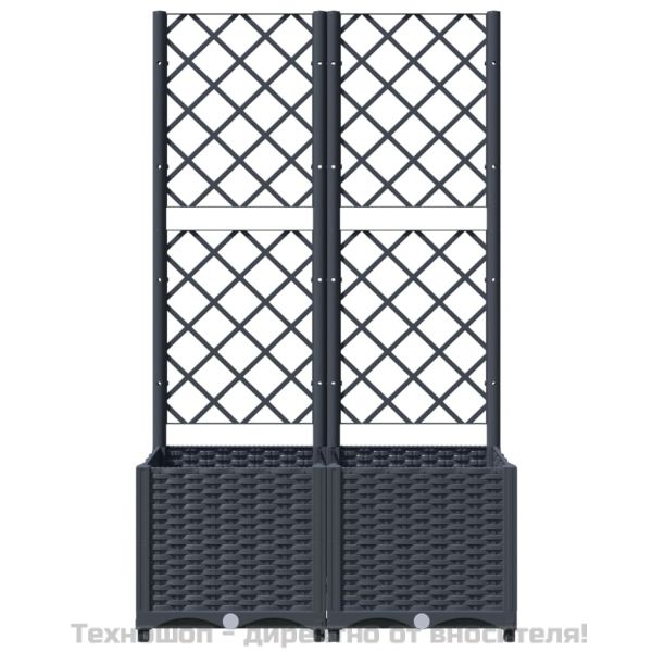 Градинска саксия с решетка, синьо-сива, 80x40x136 см, полипропилен