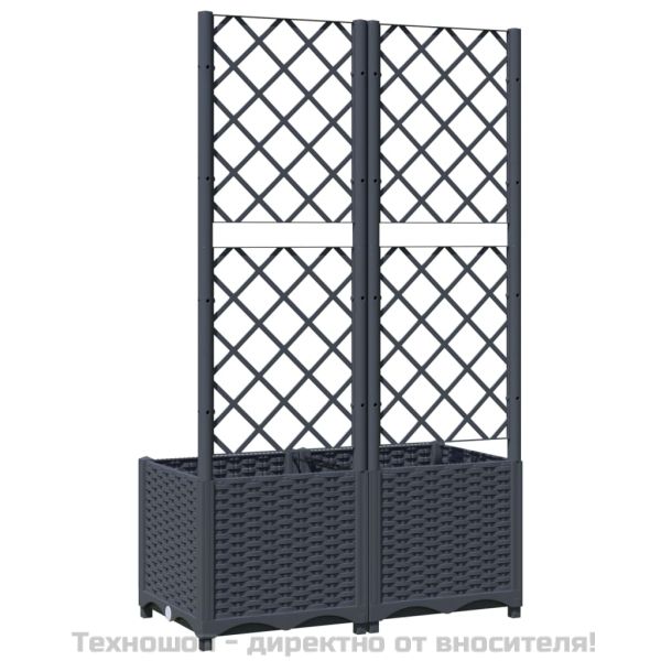 Градинска саксия с решетка, синьо-сива, 80x40x136 см, полипропилен