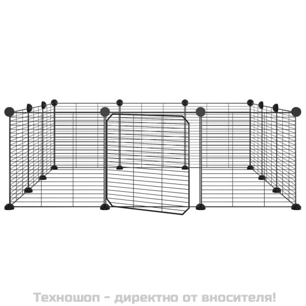Клетка за домашни любимци с 12 панела и врата, черна, 35x35 см, стомана