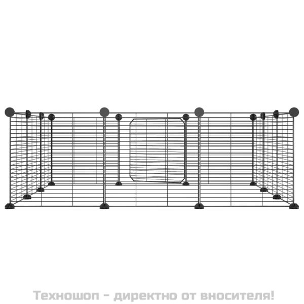 Клетка за домашни любимци с 12 панела и врата, черна, 35x35 см, стомана