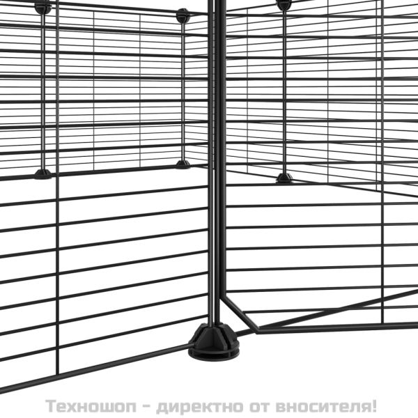 Клетка за домашни любимци с 12 панела и врата, черна, 35x35 см, стомана