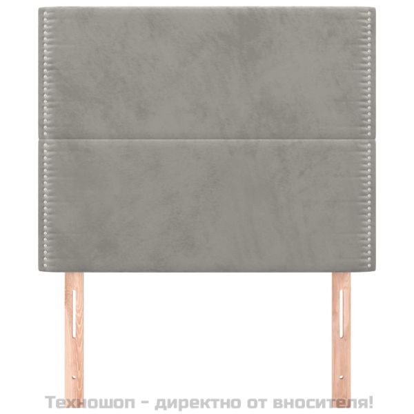 Табла за легло, светло сива, 100x5x118/128 см, кадифе
