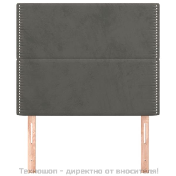 Табла за легло, тъмносива, 100x5x118/128 см, кадифе