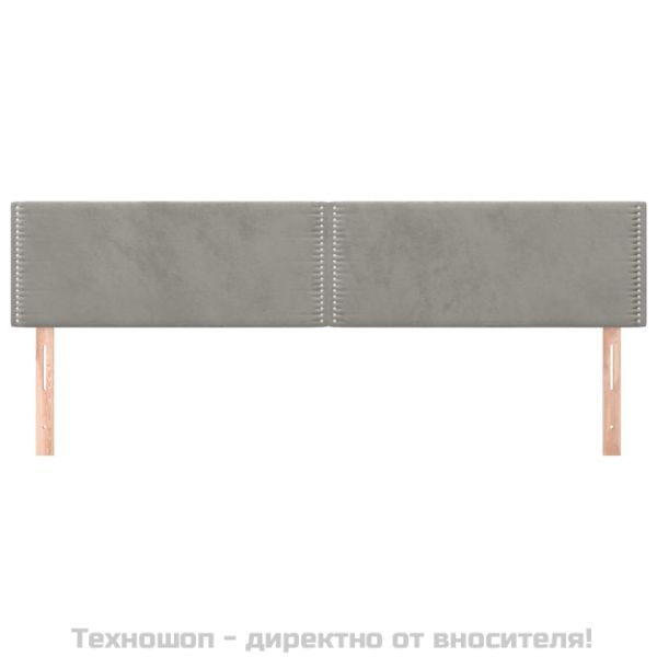 Горни табли за легло, 2 бр, светлосиви, 100x5x78/88 см, кадифе